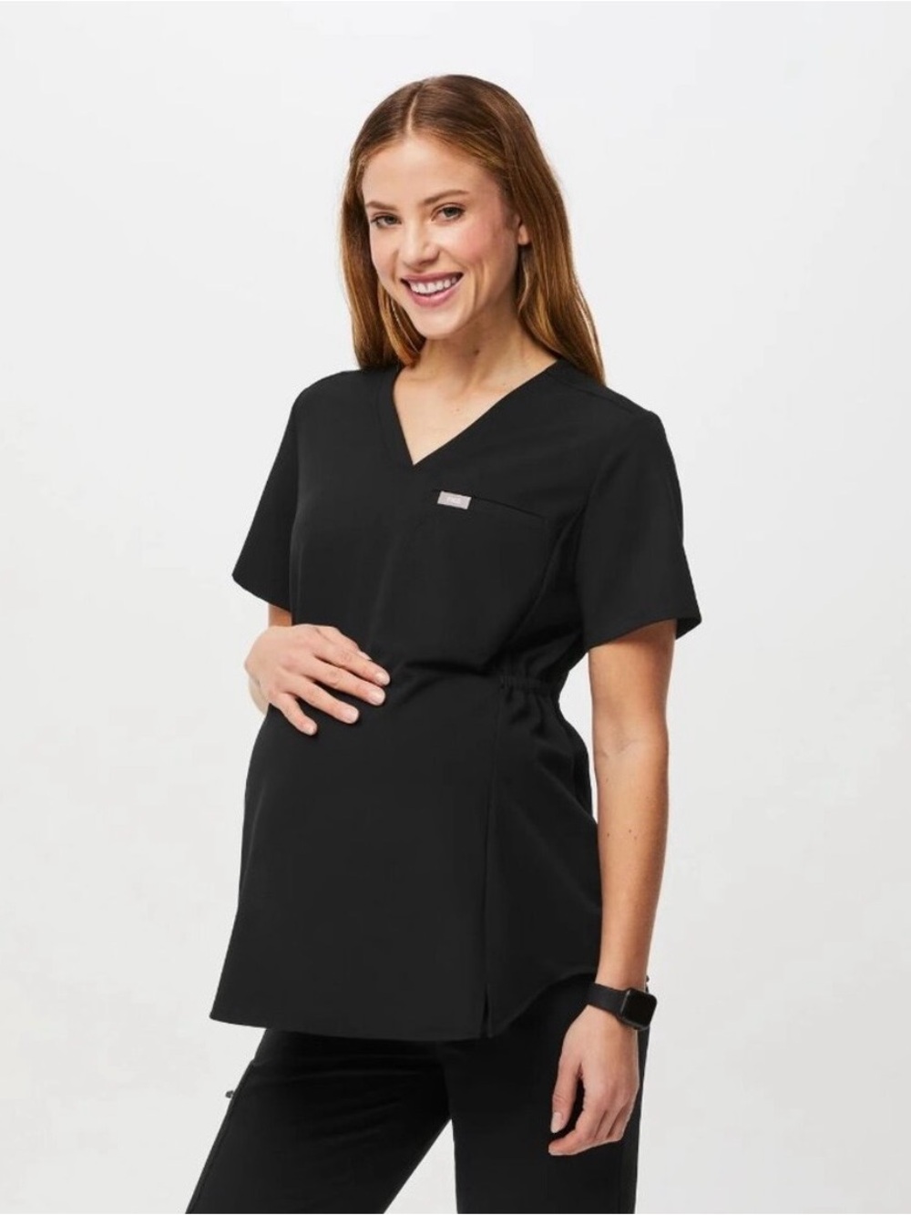 Figs Black Maternity Scrub Top Medium